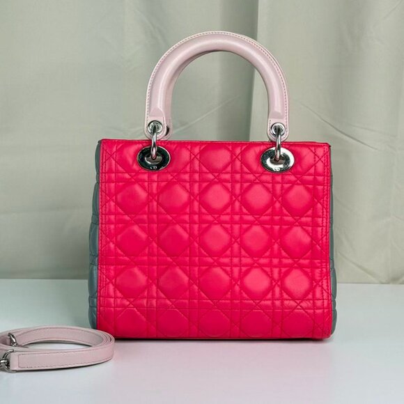 Dior Tri color Medium Lady Dior Shoulder Bag with Pink Quilted Design - Picture 3 of 9